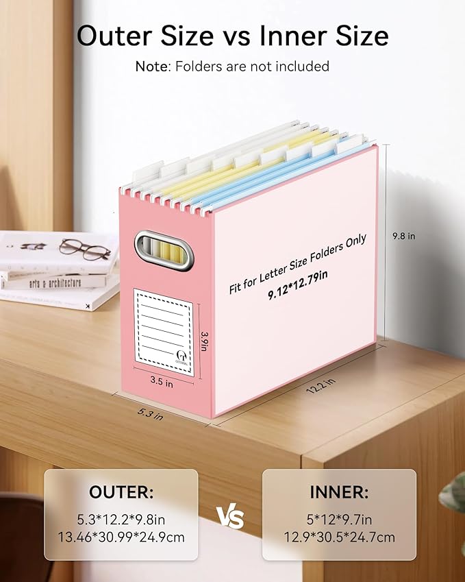 Oterri Cardboard File Organizer Box for Hanging File Folders Letter Size,File Box for Computer Desk,File Cabinet,Working Home