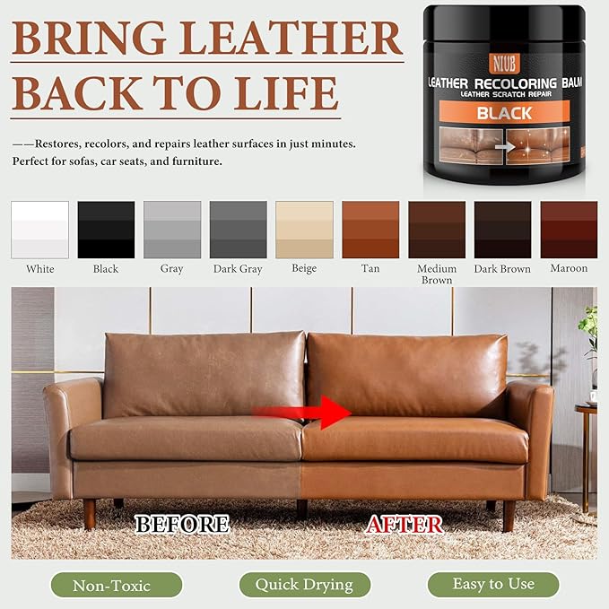 Leather Recoloring Balm Leather Color Restorer Scratch Repair Leather Paint for Furniture Couches Car Seats Shoes Bags Leathe