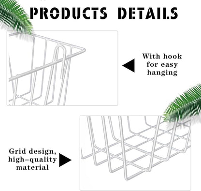 Fumete 9 Pcs Wall Grid Hanging Basket Shelf Hooks Set Includes 3 Basket 3 Wire Straight Shelf and 3 Hooks for Storage Display