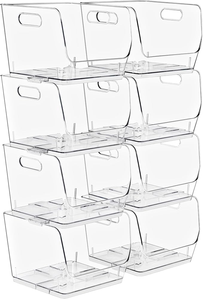 Sorbus Stackable Storage Bins Open Front, Clear Stackable Storage Bins, Pantry Bins for Storage and Organization, Acrylic Sta
