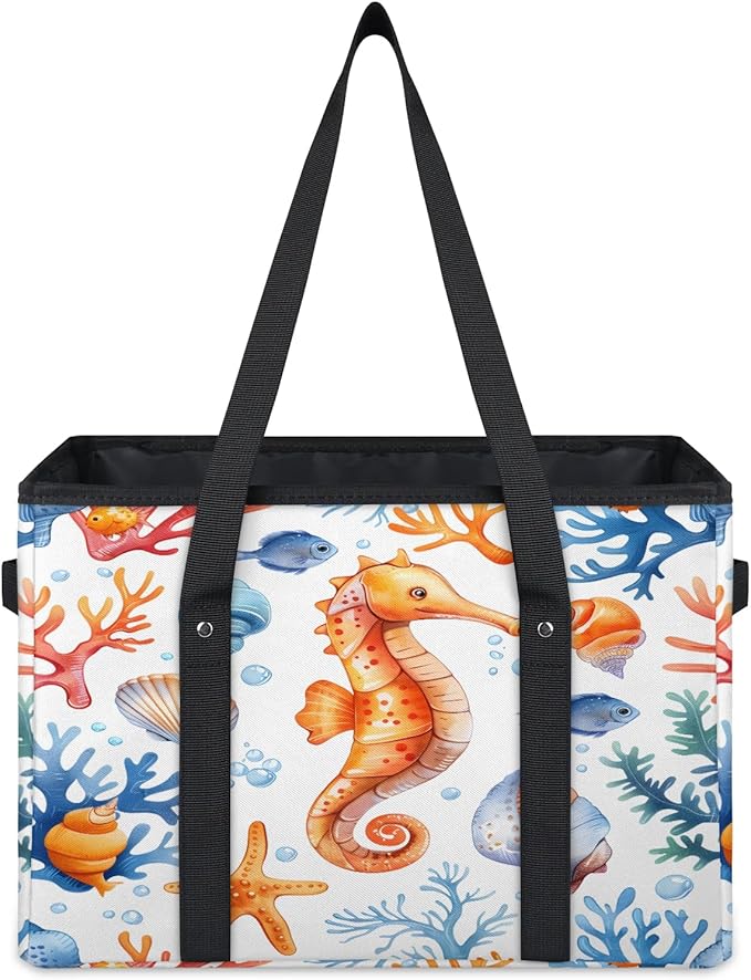 Reusable Grocery Bag, Foldable Large Shopping Tote Bag for Groceries Kitchen Picnic Car Trunk