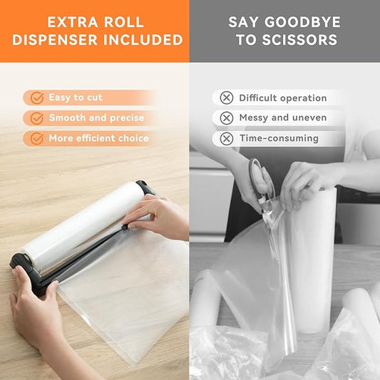 Rolls with Dispenser - 6 Pack 3 Rolls 11"x20' & 3 Rolls 8"x20', Vacuum Sealer Bags, Leakproof Heavy Duty Food Storage for Sou