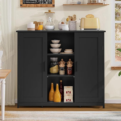 Iwell Storage Cabinet with 2 Doors and 4 Storage Shelves, Bathroom Cabinet, Cupboard for Living Room, Home Office, Entryway, 