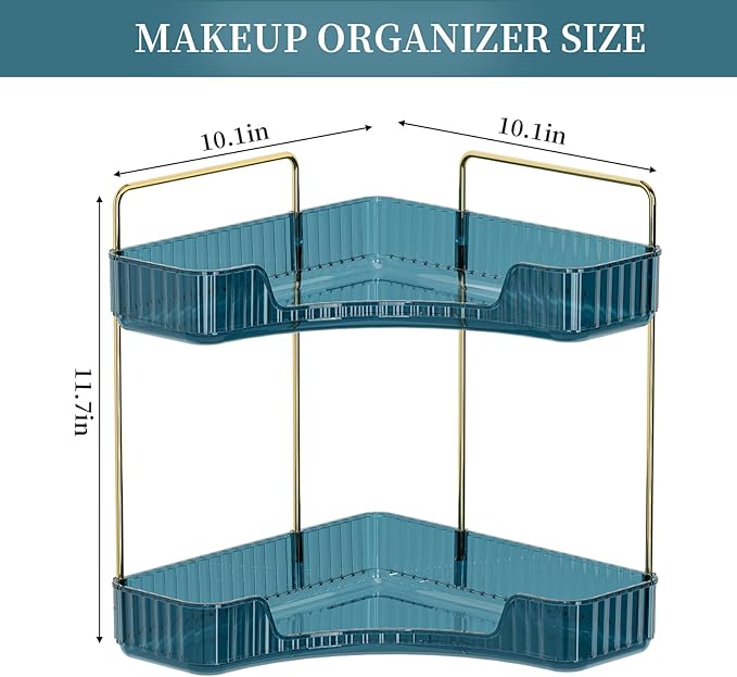INVSSENE Corner Bathroom Countertop Organizer, Vanity Organizer Trays for Counter, Makeup Organizers, Perfume Tray, Skincare 