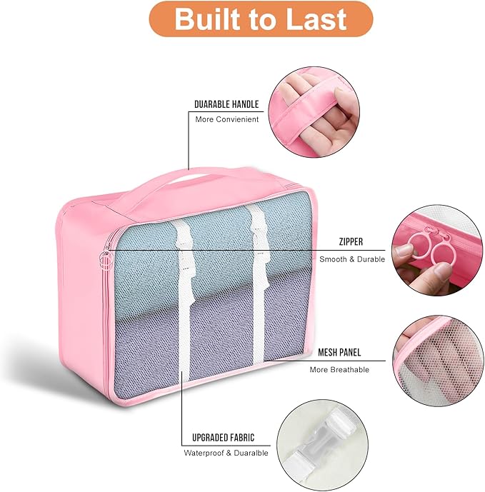 8 Set Packing Cubes for Suitcase, Packing Cubes for Carry on Suitcases, Luggage Organizer for Travel Essentials, Large Mesh L
