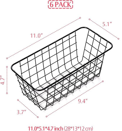 6 Pack Wire Storage Baskets Household Metal Wall-Mounted Containers Organizer Bins for Kitchen Bathroom Freezer Pantry Closet