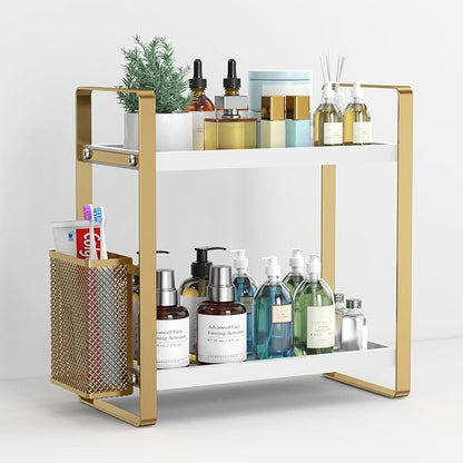 LEMIKKLE Bathroom Counter Organizer with Basket, Perfume,Makeup Organizers for Vanity,Storage Organizers for Bathroom, Kitche