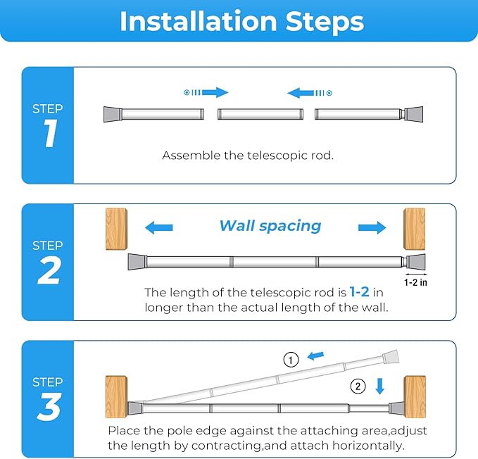2PCS Small Tension Curtain Rod 27 to 46 Inch,White Short Curtain Rods No Drilling,Loaded Expandable Spring Curtain Rods for W