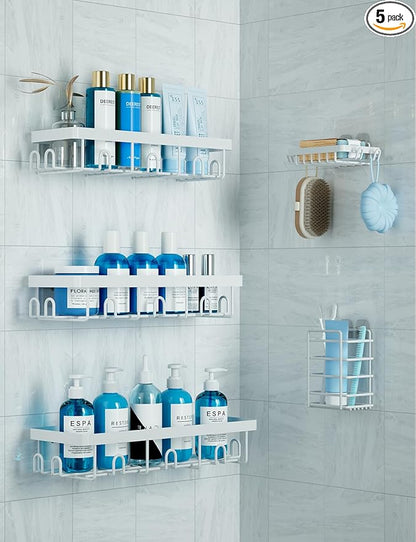 GVY Shower Caddy 5 Pack, Adhesive Shower Organizer Bathroom Shelves,Rustproof Bathroom Organizers and Storage for Home Decor,