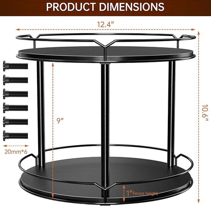 Spice Rack, Set of 2 Lazy Susan Organizer, 2-Tier Turntable Organizer, Rotating Spice Rack Organizer for Cabinet, Compact and