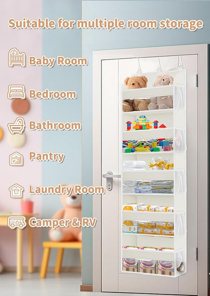 TAHAVICE 1 Pack Over The Door Storage Organizer with 5 Pockets 10 Mesh Pockets, 44 lbs Weight Capacity Door Hanging Organizer