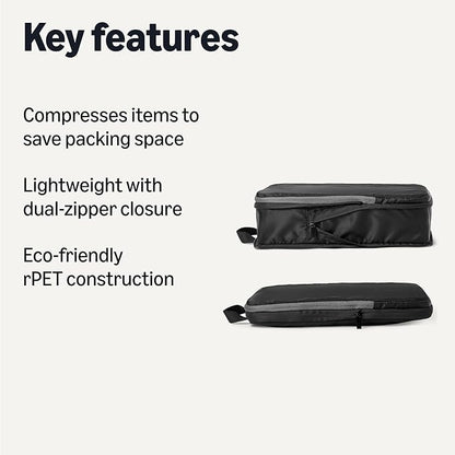Amazon Essentials 4-Pack Ultralight Compression Packing Cubes Organizer, Black