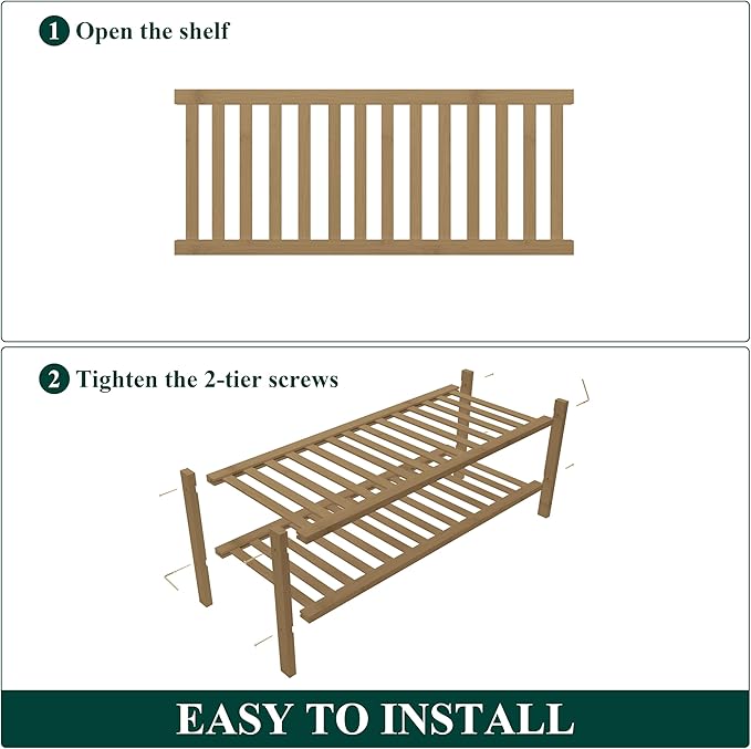 Smiry Shoe Rack, 2 Tier Thick Bamboo Shoe Organizer, Stackable Free Standing Wooden Shoe Storage Shelf for Closet, Entryway, 