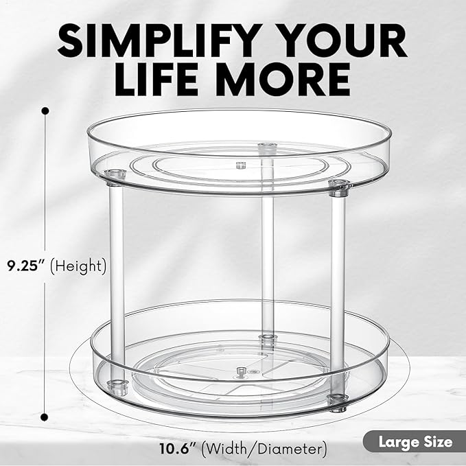 Clear Lazy Susan Organizer, Rotating Kitchen Pantry Organization and Storage, Medicine Cabinet Organizer, Lazy Susan Turntabl