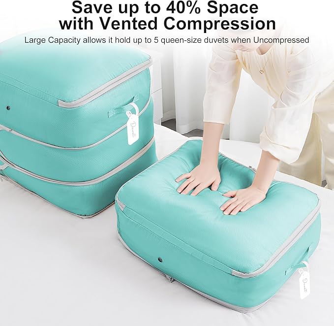 Comforter Storage Bag - Large Capacity Blanket Storage Bags 3-Layer Ultra Space Saving Self Compression Organizer, Washable C