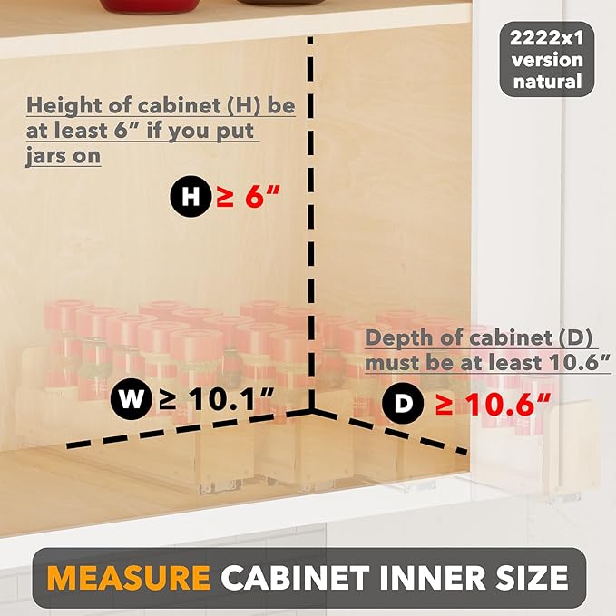 SpaceAid Bamboo Pull Out Spice Rack Organizer for Cabinet, Heavy Duty Slide Out Seasoning Kitchen Pantry Sliding Vertical Org