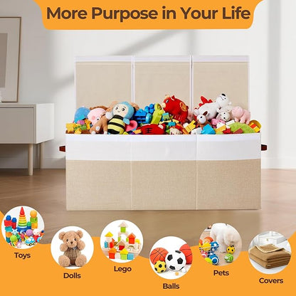 Extra Large Toy Box,150L Foldable Sturdy Toy Storage with Lid,40"x14"x16" Kids Storage Organizer, Toy Chest for Boys&Girls,fo