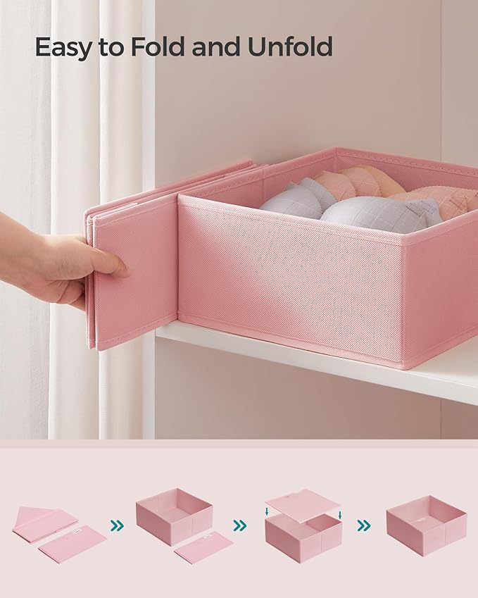 SONGMICS Drawer Organizers, Dresser Divider Organizers, Set of 12, Foldable Fabric Storage Boxes for Socks, Underwear, Bras, 