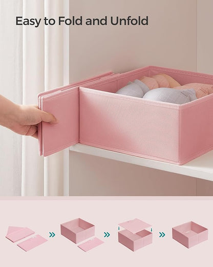 SONGMICS Drawer Organizers, Dresser Divider Organizers, Set of 12, Foldable Fabric Storage Boxes for Socks, Underwear, Bras, 