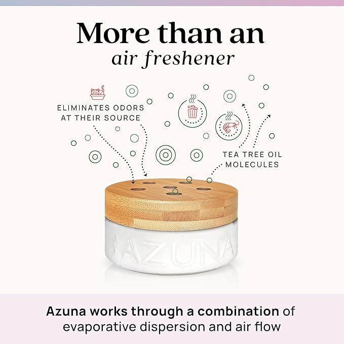 Azuna Air Freshener & Odor Eliminator for Strong Odor | 2 Room Kit Includes (2) 8 oz. Empty Luxe Glass Jars & 12 oz | Refill 