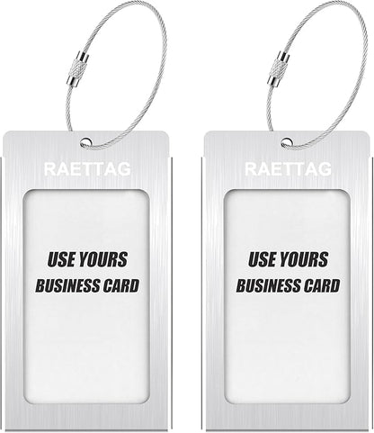 Luggage Tags Metal Suitcase Tags Travel Bag ID Identifier Luggage Tag (Silver 2-Pack)