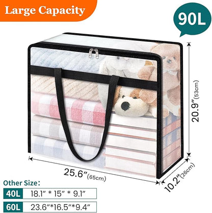 TasticTotes 6 Pack Clear Storage Bags for Comforter, Clothes & Bedding, Plastic Blanket Storage with Zipper and Handle, Movin