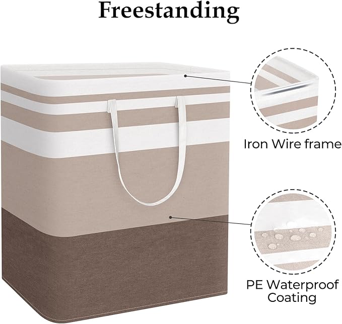 StorageRight Large Collapsible Laundry Basket Hamper with Easy Carry Handles，Freestanding Clothes Hampers for Laundry, Bedroo