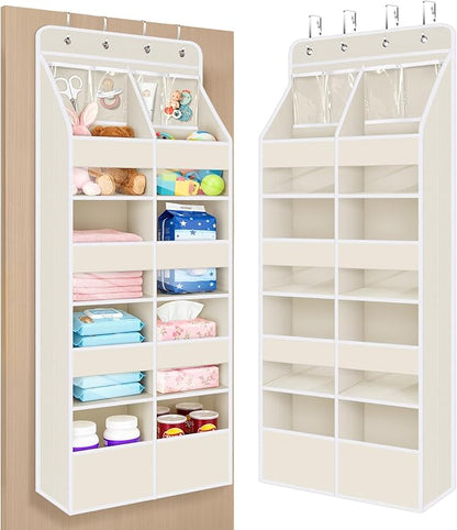 Univivi 5-Shelf Fabric Baby Door Storage Over Door Hanging Organizer with 8 Deep Pockets and 4 Small PVC Pockets Wall Mount H