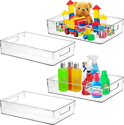 Large Clear Plastic Storage Bins, Pantry Organizers and Storage Containers Fridge Organizer Bins for Organizing Home Kitchen 