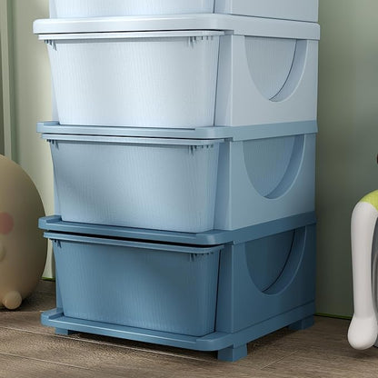 Qaba 4 Tier Kids Storage Unit, Toy Organizers and Storage with 4 Drawer Chest for Kids Bedroom Nursery Kindergarten Living Ro