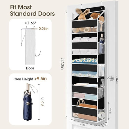 SpaceHacks 2 Pack Over The Door Organizer, Hanging Storage Organizer with Clear Window, 40lb Ultra Sturdy Large Capacity Room