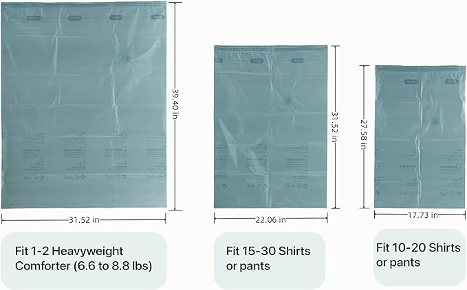 Vacuum Storage Bags for Clothing - NeatNest 6 Pack Flat Space Saver Bags, 3 Small+3 Medium, for Clothes, Towels, Sweaters, Du