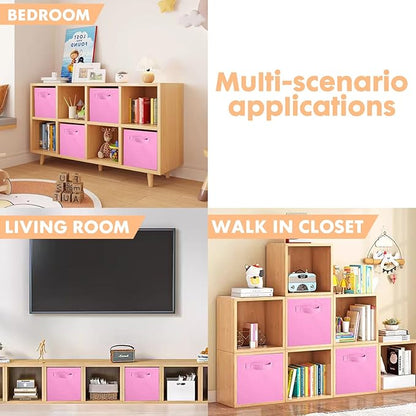 ShellKingdom Foldable Fabric Storage Cubes and Cloth Organizer Drawer for Closet and Toys, 2 Pack (Pink)