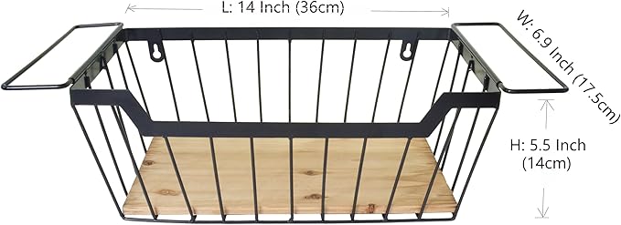 ShabbyDecor Metal Wire Basket with Handles Storage Organizer Stackable Organizing bin for Cabinet Shelf Countertop Under Sink