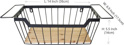 ShabbyDecor Metal Wire Basket with Handles Storage Organizer Stackable Organizing bin for Cabinet Shelf Countertop Under Sink