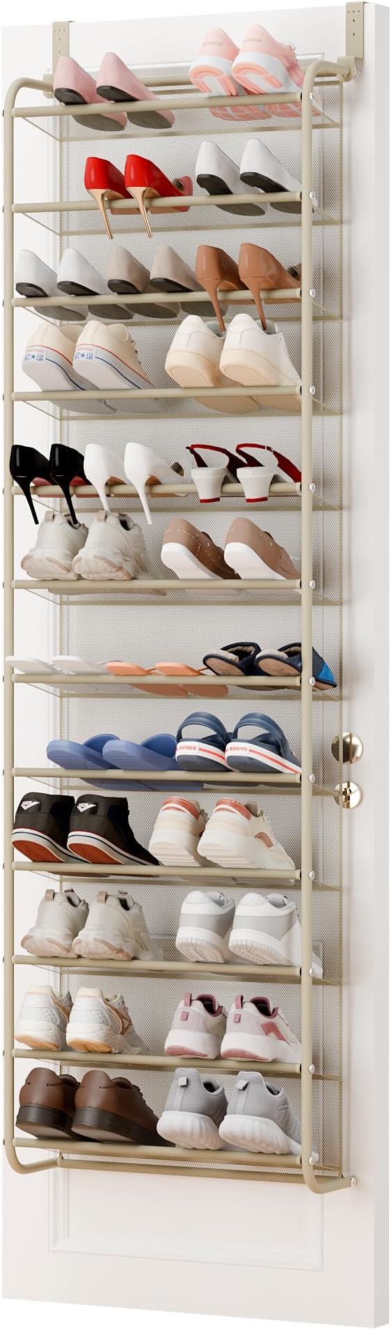 Whitmor 36 Pair Over The Door Shoe Organizer, 12 Tier Hanging Shoe Organizer, Heavy Duty Metal & Mesh Shoe Holder, Hanging Sh