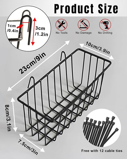 6 Pack Wire Baskets, Grid Panel Hanging Wall Basket, Grid Wall Accessory, Display and Storage Wall Basket for Kitchen, Home D
