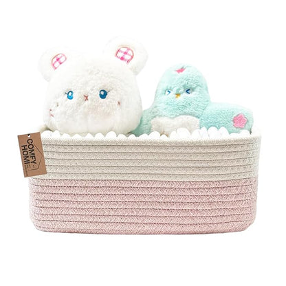 COMFY-HOMI 13" x 8.5" x 5.1" Storage Baskets for Organizing | Cotton Rope Woven Basket | Toy Storage Bin Box | Basket for She