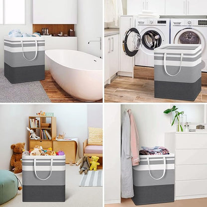 HomeHacks Laundry Basket,100L Each Waterproof, Freestanding Laundry Hamper, Collapsible Tall Clothes Hamper with Extended Han