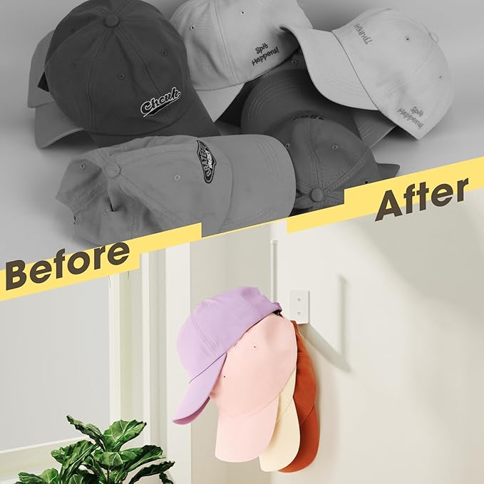 Durmmur 6 Pack Hat Racks for Baseball Caps, Stainless Steel Hat Organizer for Baseball Cap, Hat Holder Storage Organizer, Hat