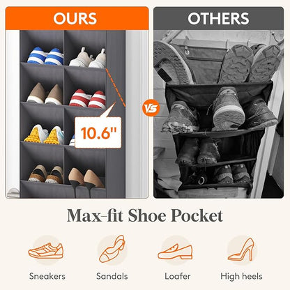 Lifewit 8 Tier Over the Door Shoe Organizer with 15 Large Deep Pockets, Fabric Hanging Shoes Shelf for Closet, Dorm Storage, 