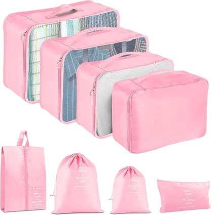 8 Set Packing Cubes for Suitcase, Packing Cubes for Carry on Suitcases, Luggage Organizer for Travel Essentials, Large Mesh L