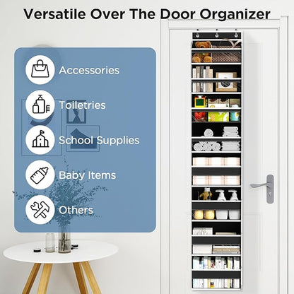 Mefirt Over The Door Organizer, 8 Shelf Door Hanging Organizers with 8 Large Capacity Pockets, Back of Door Organizer Storage