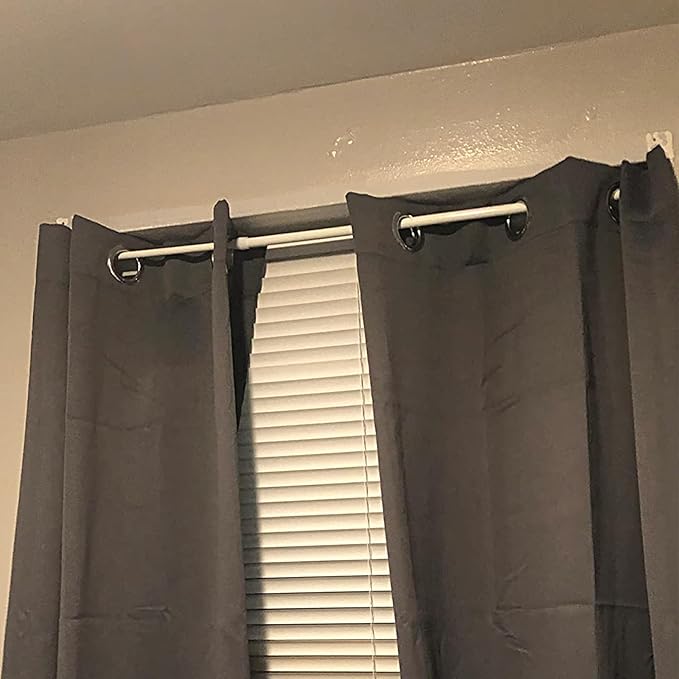 2Pcs Spring Tension Curtain Rod, Adjustable Curtain Rods 28-48 inch, Spring Loaded Curtain Rods No Drilling Extension Rod, (W