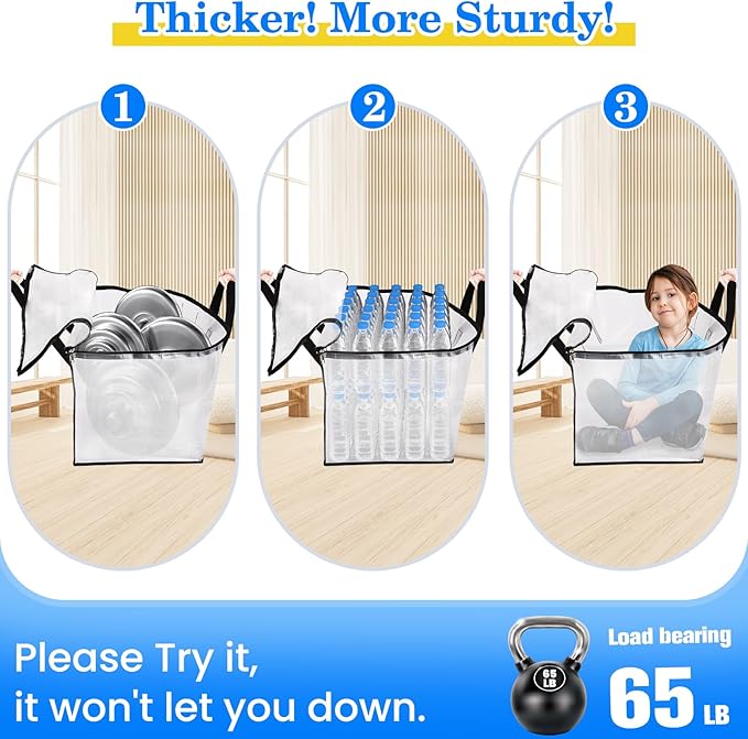 BlissTotes 8-Pack Large Moving Bags with Backpack Straps & Strong Zippers, Heavy-Duty Storage Bags Moving Boxes for Space Sav
