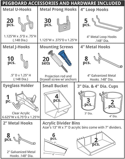 Azar Displays 900988-PNK 125-PIECE PEGBOARD ORGANIZER KIT (2-24""X 24"")", Pink
