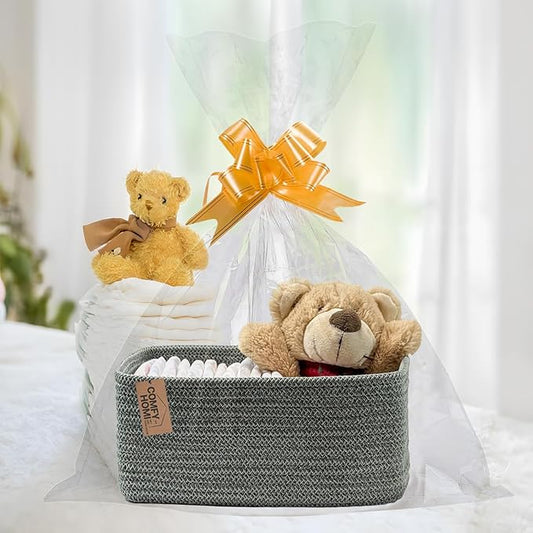 COMFY-HOMI 13" x 8.5" x 5.1"Storage Baskets for Organizing | Cotton Rope Woven Basket | Toy Storage Bin Box | Basket for Shel