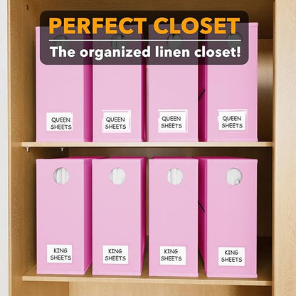 SpaceAid 8 Pack Bed Sheet Organizers and Storage, Foldable Organizer for Linen Closet, Set Folder Keeper with Window XL (Quee