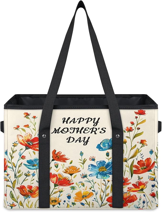Reusable Grocery Bags Heavy Duty Shopping Bags Foldable Large Tote Bags with Long Handles & Hard Bottom