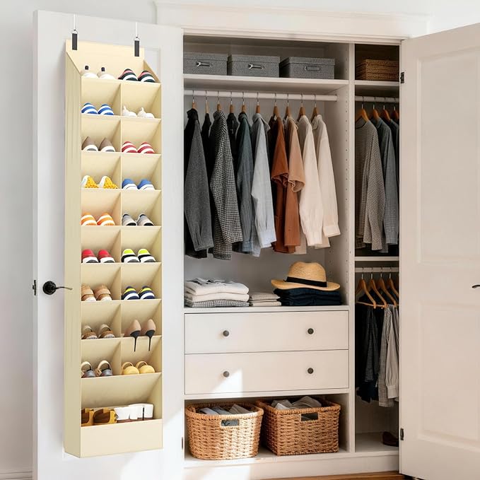 Lifewit 10 Tier Over the Door Shoe Organizer with 19 Large Deep Pockets, Fabric Hanging Shoes Shelf for Closet, Dorm Storage,